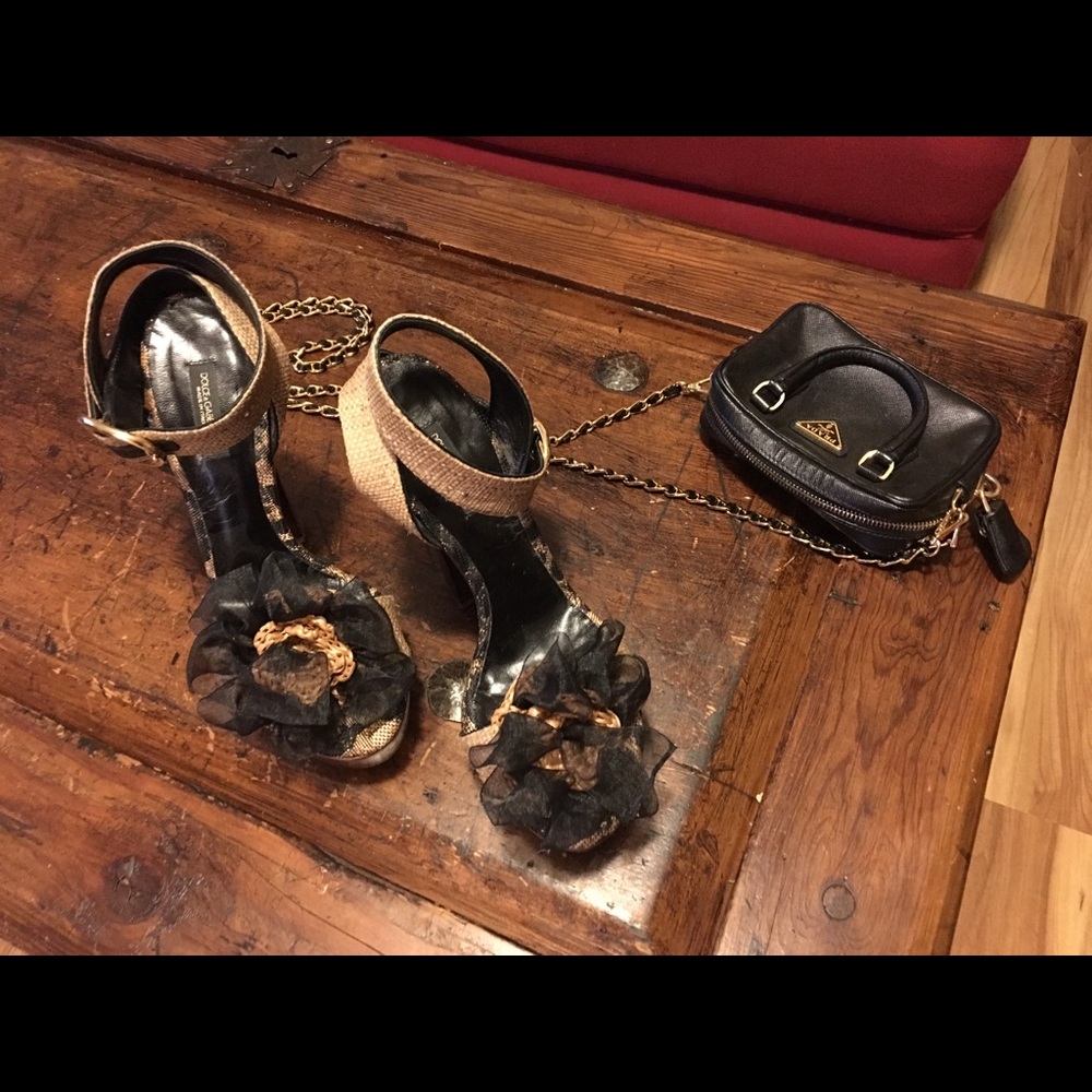 Dolce & Gabbana Black and Gold Platform Shoes